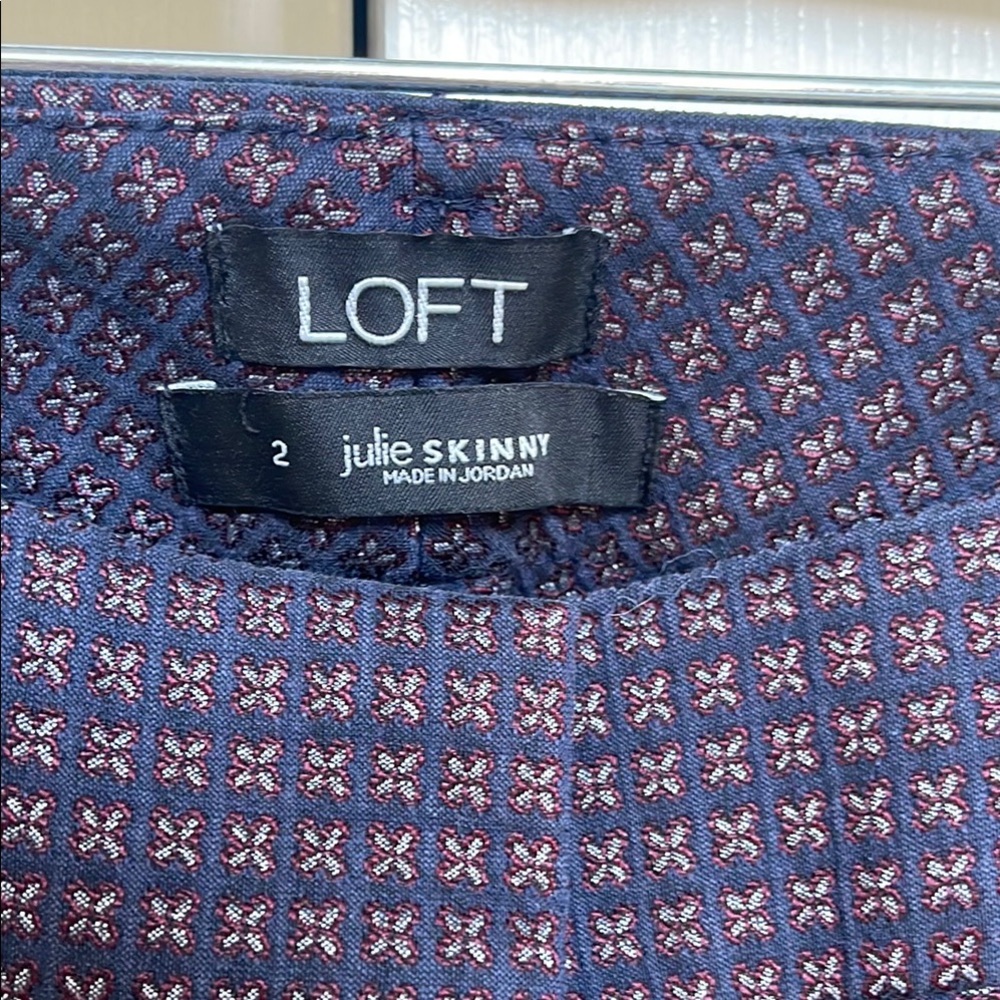 Loft Navy Patterned Pants - image 2